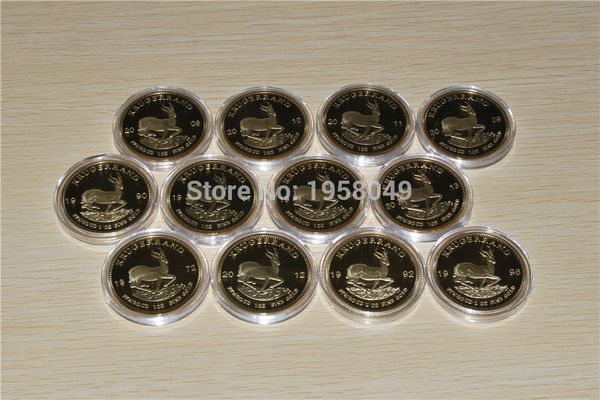 

mix 10 date south africa krugerrand 1 oz .999 24k gold plated coin.10pcs/lot