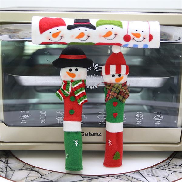 

3pcs christmas refrigerator door handle covers microwave oven dishwasher kitchen appliances gloves door handle cloth protector