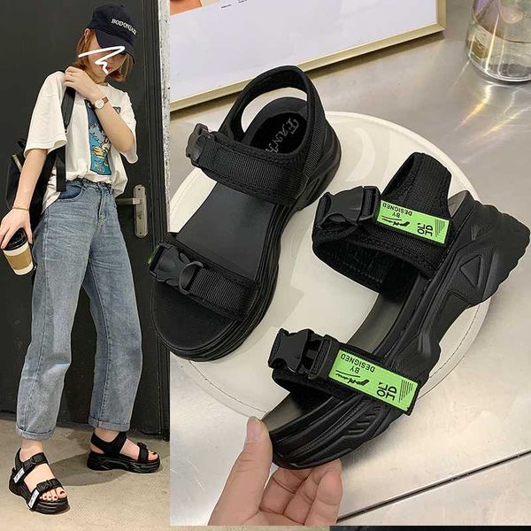

muffins shoe beige heeled sandals 2020 summer all-match wedge high heels comfort shoes for women flat black sports ladies