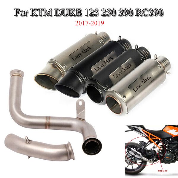 

slip-on for duke 390 250 125 rc390 2017 2018 2019 motorcycle exhaust pipe muffler tips escape connect mid section link tube