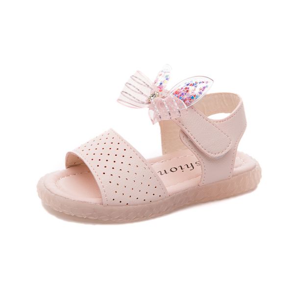 

kids shoes leather sandals open toe children beach shoes soft bottom sweet baby princess with bow roman style sy115, Black;red