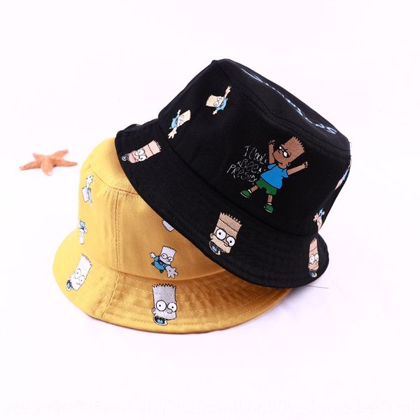 

5tqve 3-8 years old children's printed cartoon cute fisherman boys and girls all-match bucket bucket hat sunscreen trend small basin ha, Yellow