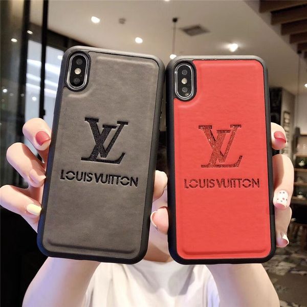 

fashion embossing leather bumper phone case for iphone xs max/xr x 8/7/6 plus cellphone shell protect you phone back cover