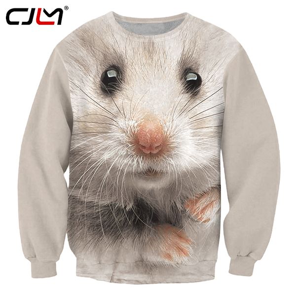 

cjlm 2019 new streetwear sublimate custom long sleeve animal white mouse 3d printing sweatshirt design dropshipping, Black