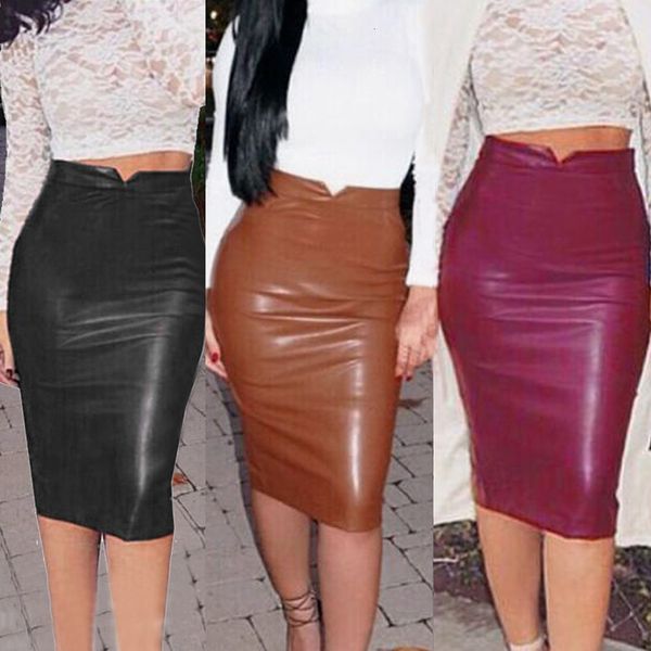 

leather skirt women skirts leather women high waist slim party pencil skirt career length black dresses asymmetrical skirts