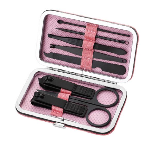 

8pcs/set nail art manicure tools set nails clipper scissors tweezer knife manicure sets stone pattern case for nail manicure
