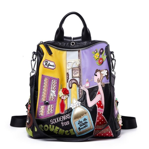 

women backpack fashion causal bags embroidery female shoulder bag pu leather backpacks for women mochila