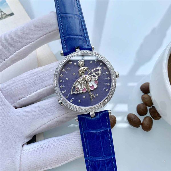 

luxury designer women watches 40mm diamond iced out lady watch cow leather strap fashion quartz movement wristwatches gift, Slivery;brown