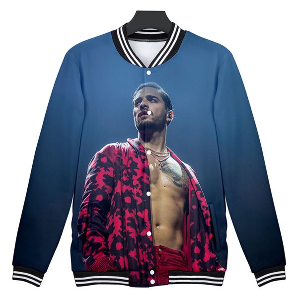 

mens designer 3d printed jacket singer maluma fashion long sleeves coat casual loose couples baseball jacket, Black;brown
