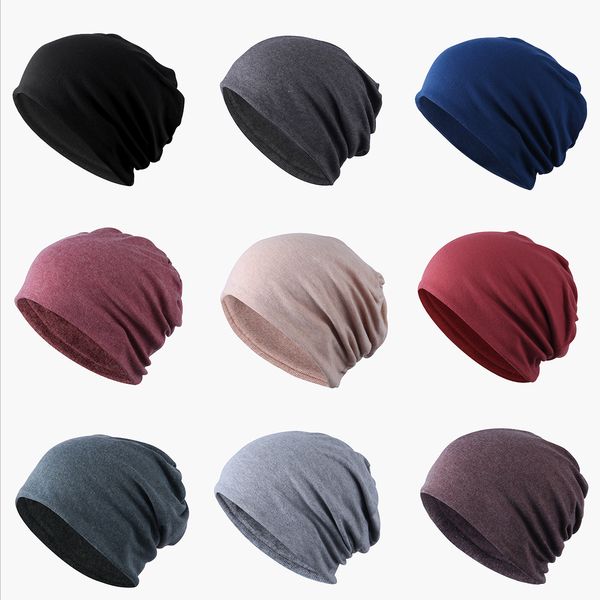 

solid color men women beanies hedging cap knit knitted cotton layer fabric caps bonnet hat hats, Blue;gray