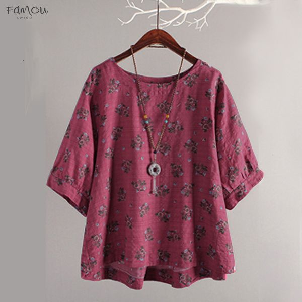

Plus Size Summer Women Blouse 2019 Zanzea Vintage Tops Casual Floral Print Blusa Work Blusas Lantern Sleeve Tunic Top