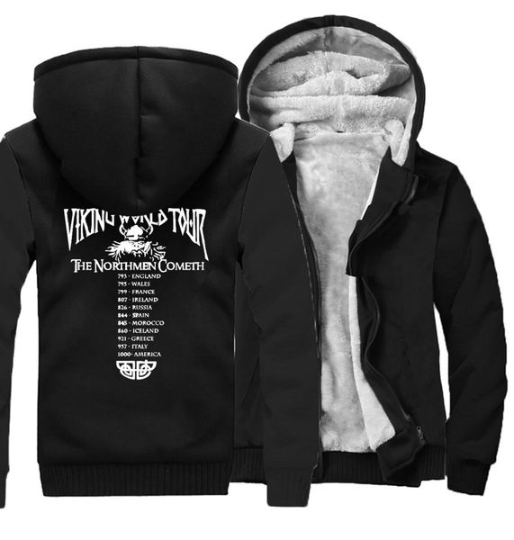 

2019 winter men long sleeve zipper thicken clothes odin viking hooded jackets warm sweatshirts odin man's tracksuits, Black