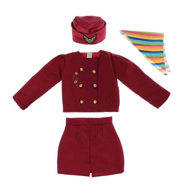 

4pcs party airline flight attendant stewardess kids girls costume role play, Silver