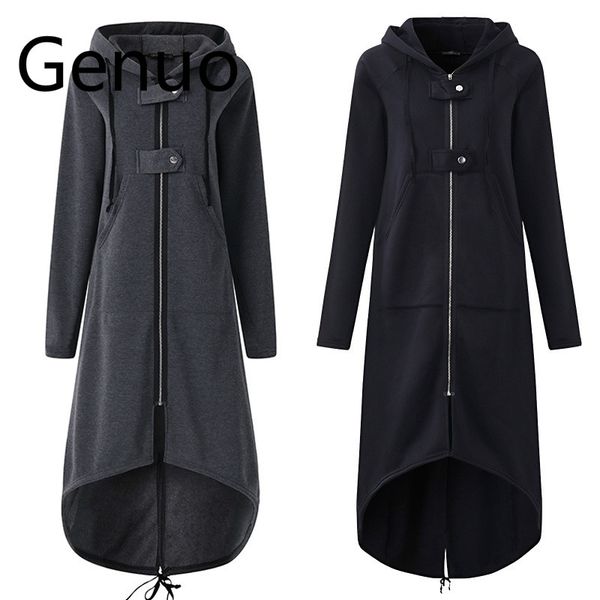 

casual long sleeve hooded trench coat 2019 autumn black zipper plus size 5xl velvet long coat women overcoat clothes, Tan;black