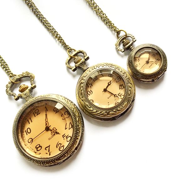 

vintage antique glass dark brown quartz pocket watch for women men fob watches gift clock pt, Slivery;golden