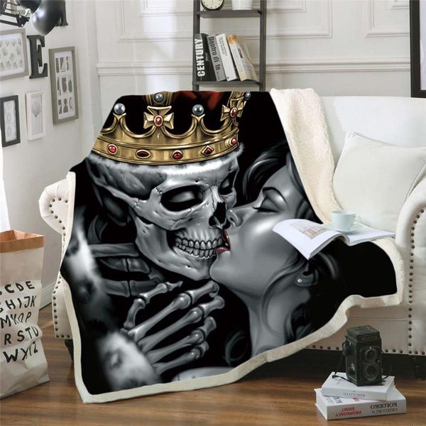 

bedding outlet skull plush blanket sherpa blanket gothic bedding black white mystic bed for boy mantas de cama style-012