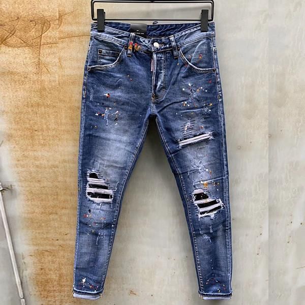 

brand new 2020 способ прибытия новых люди мотоцикл slim fit омывается джинсовая тощие эластичные роскошные брюки мужских дизайнерские мужчин, Blue