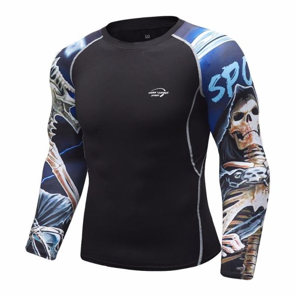 

selling bicycle fitness base layer compression shirt men 3d anime bodybuilding long sleeve tights jersey brand clothing, Black;red