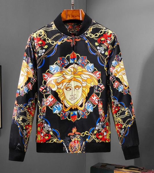 

Huy fa hion men 039 port wear late t floral letter pattern zipper men 039 medu a ca ual jacket luxury jacket men 039 zipper, Black;brown