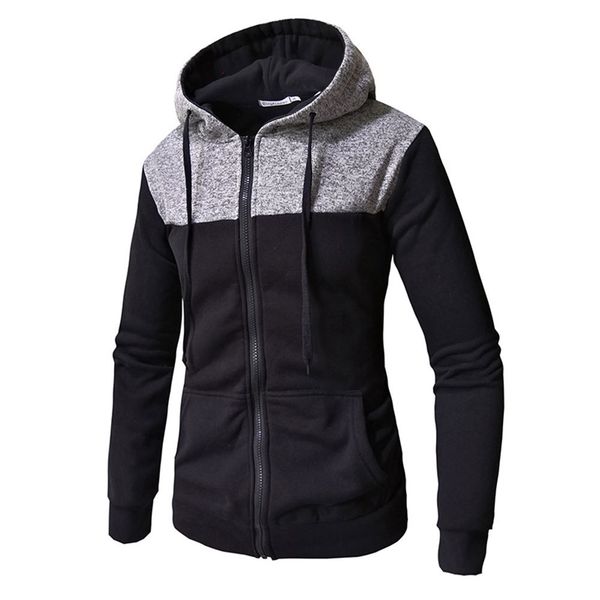 

autumn winter new pattern men's style cap blue patchwork leisure time zipper cardigan men in weiyi men hoodie, Black