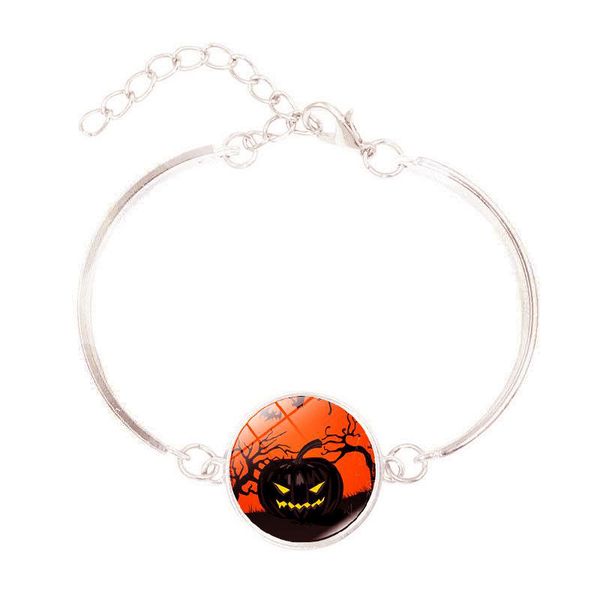 

2019 halloween noctilucan gemstone plate with silver bracelet, Golden;silver
