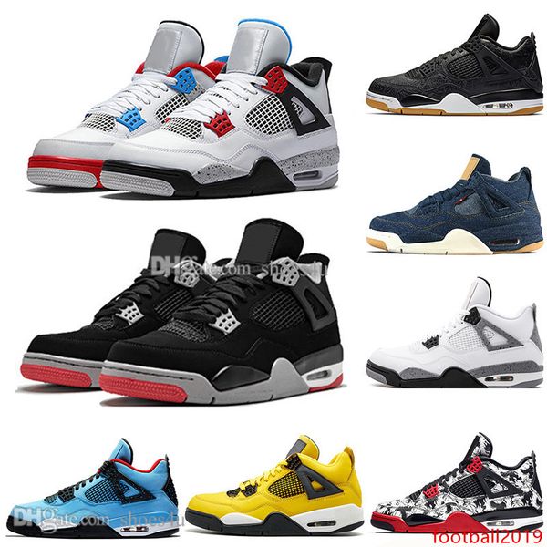 

boys 2019 bred 4 4s what the cactus jack laser wings mens basketball shoes denim blue tattoo pale citron men sports designer sneakers