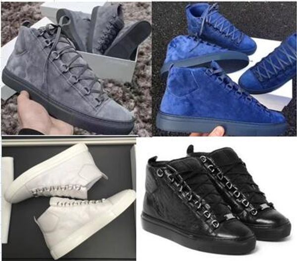 

men classic genuine leather women arena brand flats sneakers male high shoes men fashion casual lace up shoes big size 36-47, Black