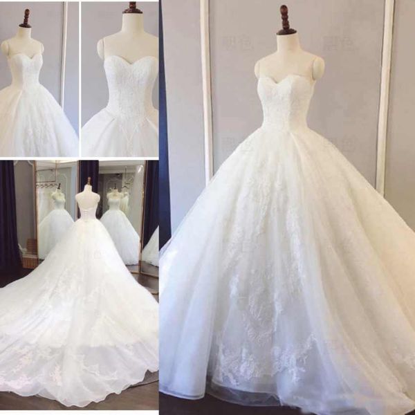 

2019 Latest Elegant Lace Wedding Dresses Sweetheart Bridal Gowns Custom Made Floor Length Open Back Sleeveless Lace-up Wedding Gowns