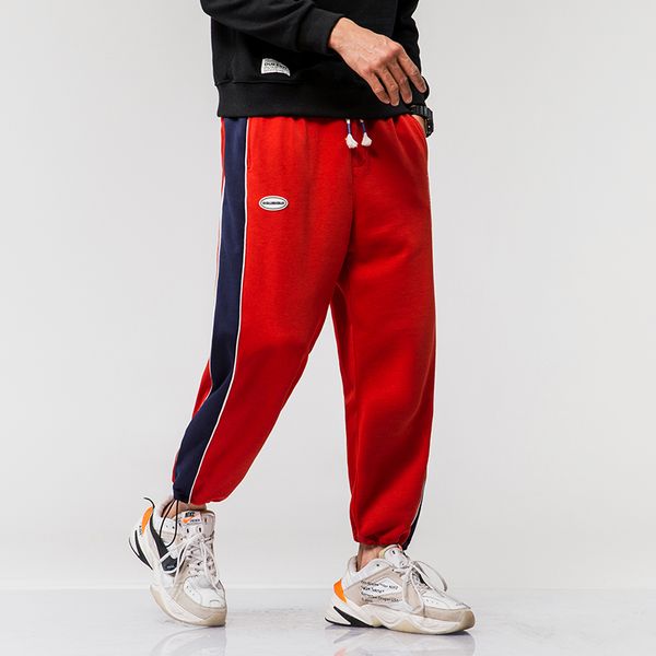 

20 spring japanese plus size hit color casual red p57 mens pants casual brand pant for men, Black