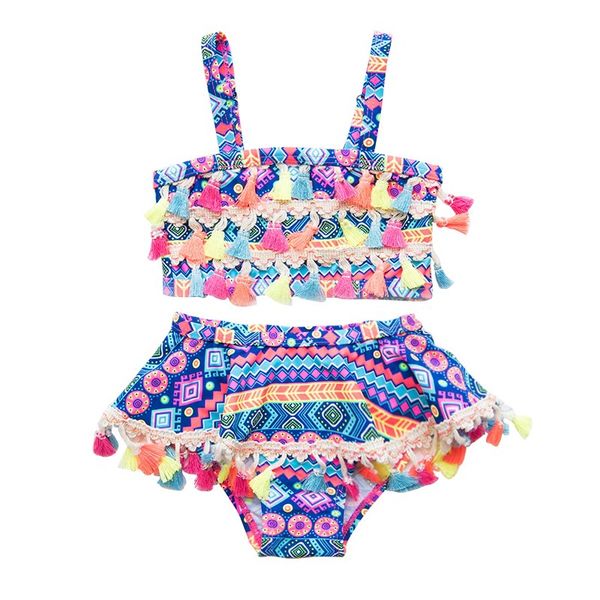 

Купальники Baby Girl 2019 лето Национальный стиль Two Pieces children Геометрический рисунок Би