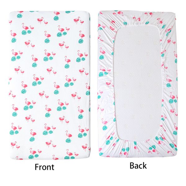 

soft breathable linen mattress cover infant fitted baby bed knitted bonnets sheets pure cotton cute flamingo crib sheets