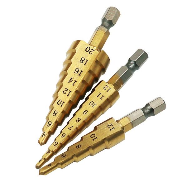 

3 pieces of hss titanium coated drill bit for metal 3-12 mm 4-12 mm 4-20 high speed steel wood drill