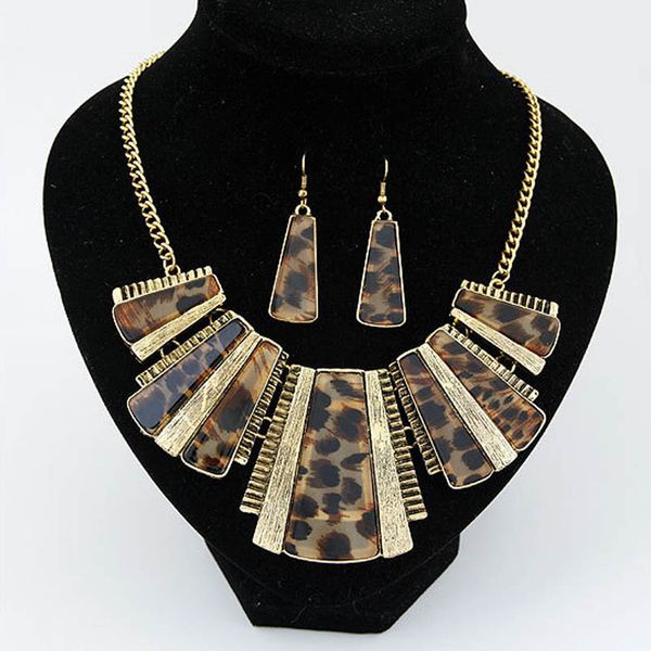 

леопард ожерелье женские сексуальные ювелирные изделия темперамент смешанный стиль богемия boho цепи ожерелье серьги ювелирные изделия 2019, Silver