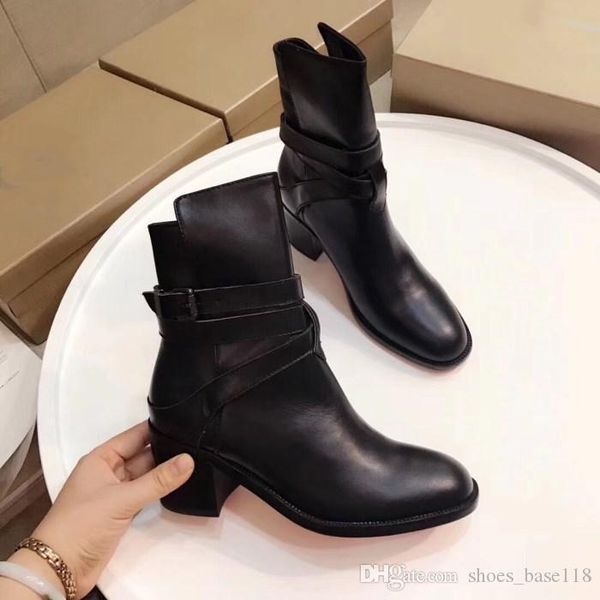 

women red bottom sole black leather high heel boots , 6.5 cm heels lady boot booties with buckle size 35-40
