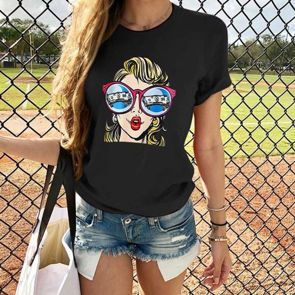 

fashion 2020 women t shirt printed short sleeve o neck shirt polyester female camisetas verano mujer, White