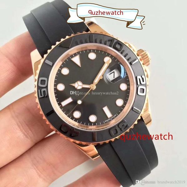 

luxury mens watch rubber strap yacht master watches 116655 ceramic bezel sports 18k rose gold brand automatic mechanical wristwatches, Slivery;brown