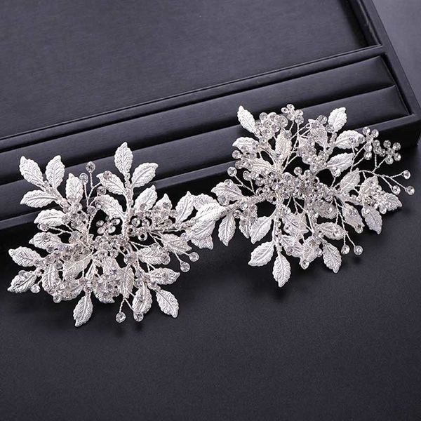 

luxury bridal wedding hair jewelry accessories silver leaf crystal ethnic handmade bride hair band headband tiaras headpiece bh, Golden;white