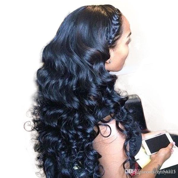 

180% full lace human hair wigs loose wave pre-plucked glueless full lace wigs with baby hair brazilian lace wig for women black