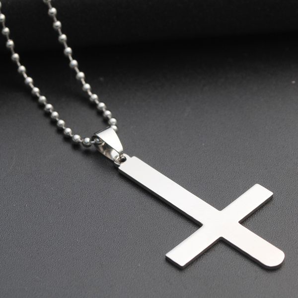 

30pcs stainless steel handstand reverse cross blessing necklace simple religion christian jesus faith lucky necklace jewelry, Silver