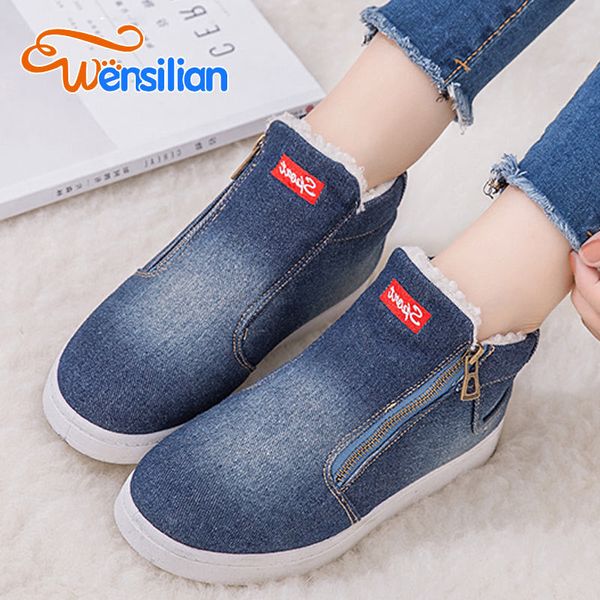 

fashion winter women 2018 warm canvas shoes woman ankle boots short plush zipper seakers ladies botas mujer invierno mx200324, Black