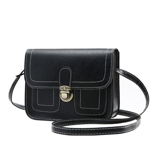 

retro women bag solid color imitation leather women shoulder bag croosbody casual handbag small square package #25