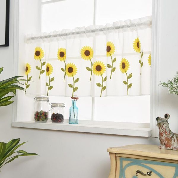 

100x50cm window curtain sunflowerleaves sheer curtain tulle window treatment voile drape valance 1 panel fabric home decor