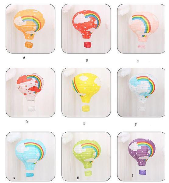 Rainbow Hot Air Balloon Decoration Background Ceiling Hanging Garland Lantern Baby Shower Kids Birthday Wedding Party Decor 30cm 40cm Decoration Of