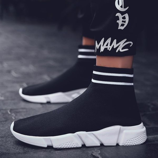 

sock sneakers high men boots lightweight sapatos masculinos casual shoes fashion tenis masculino adulto, Black