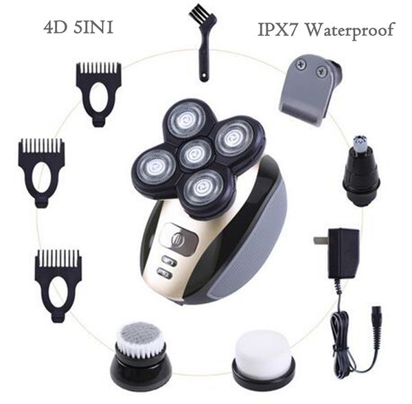 

4d электробритва 5 в 1 моющаяся и перезаряжаемая бритва для головы триммер для бороды с 3 плавающими лезвиями безопасная бритва для мужчин