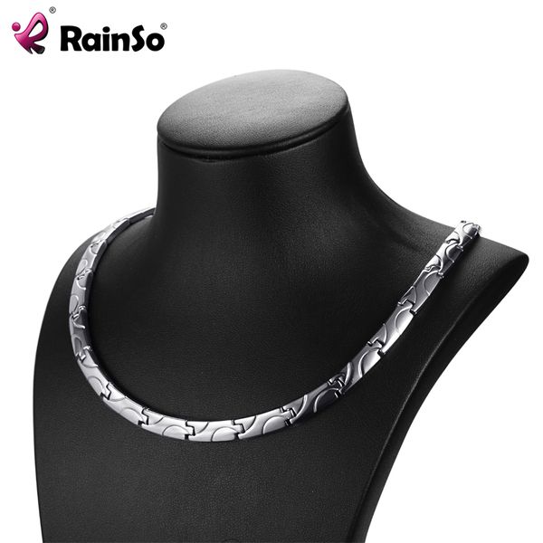 

rainso bio energy magnetic necklace 2019 fashion healing titanium power necklaces classic link chain for women health jewelry, Silver