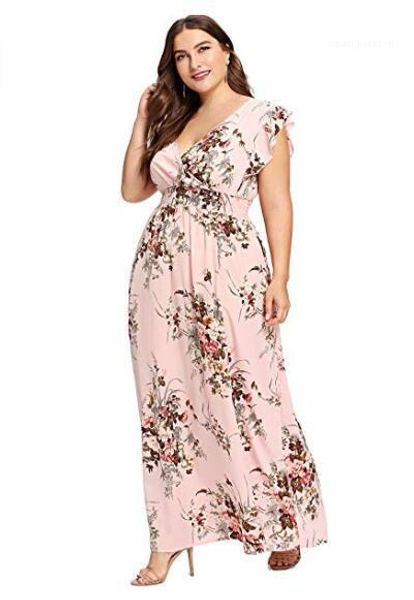 

dresses fashion high waist v neck dresses womens short sleeve a line dresses plus size floral printed, White;black