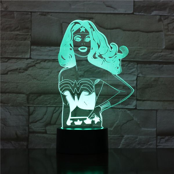 

wonder woman justice league 3d lamp battery operated atmosphere colorful with remote prize for teenager led night light lamp