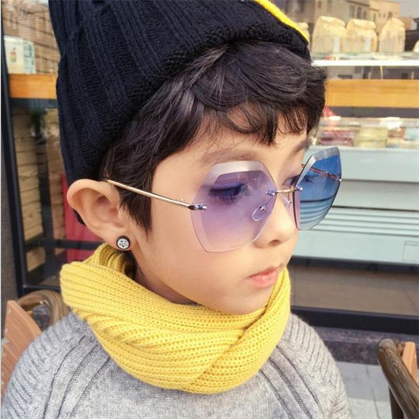 

polygon kid sunglasses children retro trendy wild colorful baby sunglasses boy girl suitable for 6-12 years old cjpir, Blue