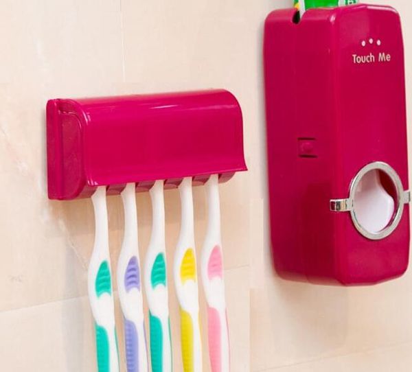 

bathroom accessories set tooth brush holder automatic toothpaste dispenser holder toothbrush wall mount rack bathroom tools set lp0232